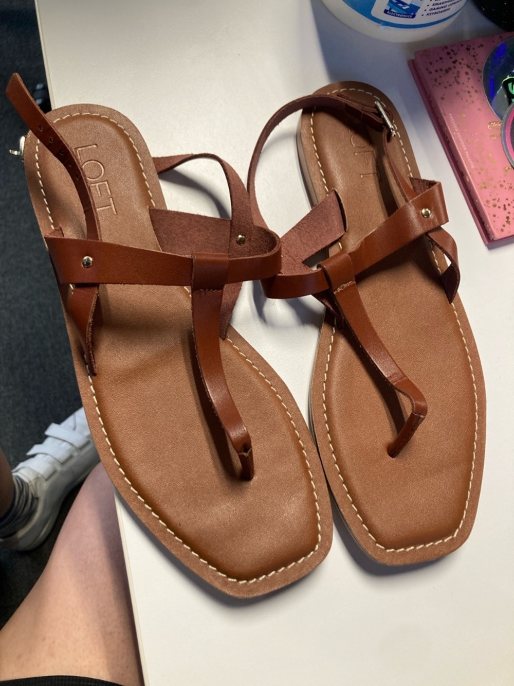 NWT genuine leather sandals size 9 Loft brown leather straps cute!